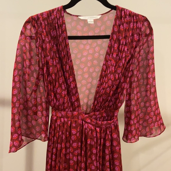 DVF Alicia Peasant Sleeve Ballet Rose Silk Dress - Picture 11 of 12